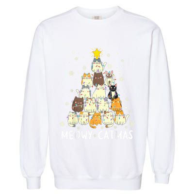 Meowy Catmas Cat Christmas Tree Xmas Garment-Dyed Sweatshirt