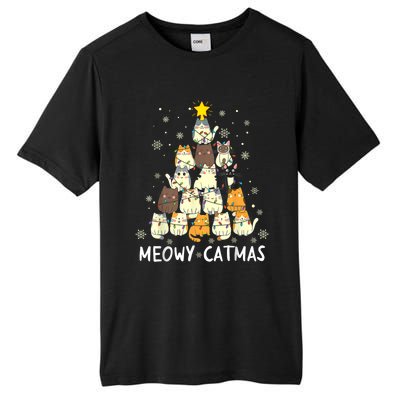 Meowy Catmas Cat Christmas Tree Xmas Tall Fusion ChromaSoft Performance T-Shirt