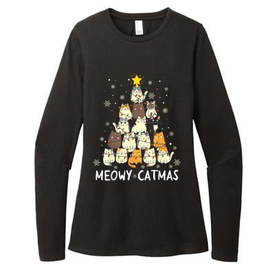 Meowy Catmas Cat Christmas Tree Xmas Womens CVC Long Sleeve Shirt