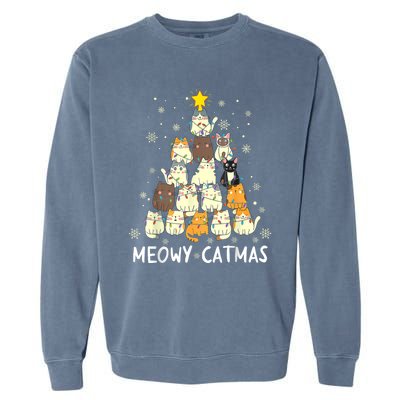 Meowy Catmas Cat Christmas Tree Xmas Garment-Dyed Sweatshirt