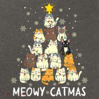 Meowy Catmas Cat Christmas Tree Xmas Cotton Canvas Backpack