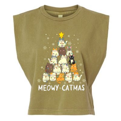 Meowy Catmas Cat Christmas Tree Xmas Garment-Dyed Women's Muscle Tee