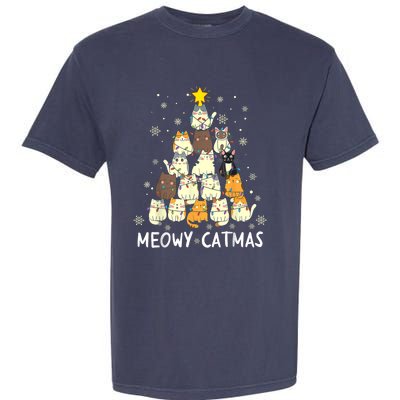 Meowy Catmas Cat Christmas Tree Xmas Garment-Dyed Heavyweight T-Shirt