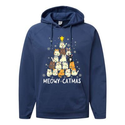 Meowy Catmas Cat Christmas Tree Xmas Performance Fleece Hoodie