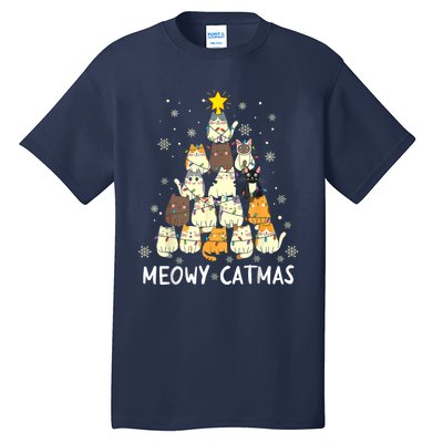 Meowy Catmas Cat Christmas Tree Xmas Tall T-Shirt