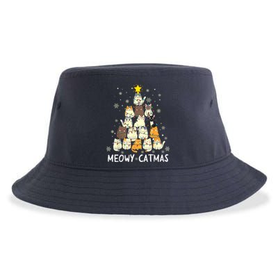 Meowy Catmas Cat Christmas Tree Xmas Sustainable Bucket Hat