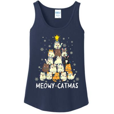 Meowy Catmas Cat Christmas Tree Xmas Ladies Essential Tank