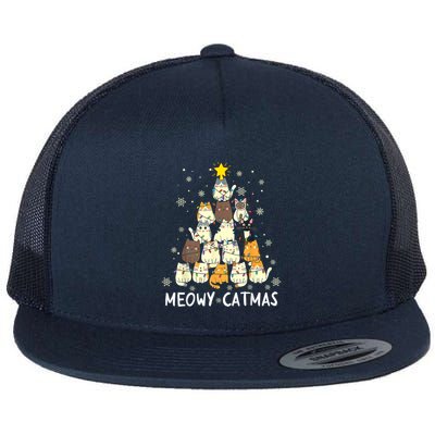 Meowy Catmas Cat Christmas Tree Xmas Flatbill Hat