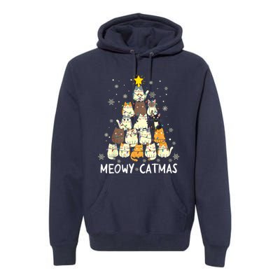 Meowy Catmas Cat Christmas Tree Xmas Premium Hoodie