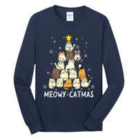 Meowy Catmas Cat Christmas Tree Xmas Tall Long Sleeve T-Shirt