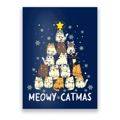 Meowy Catmas Cat Christmas Tree Xmas Poster