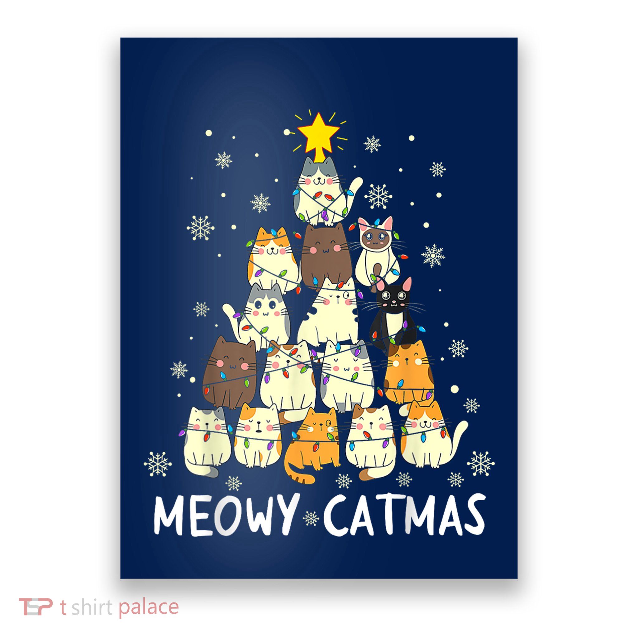 Meowy Catmas Cat Christmas Tree Xmas Poster