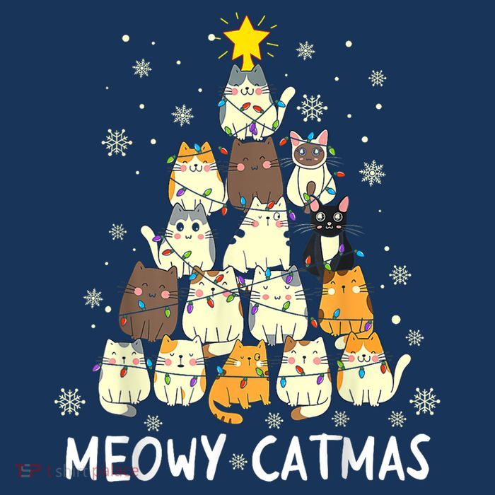 Meowy Catmas Cat Christmas Tree Xmas Poster