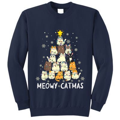 Meowy Catmas Cat Christmas Tree Xmas Tall Sweatshirt