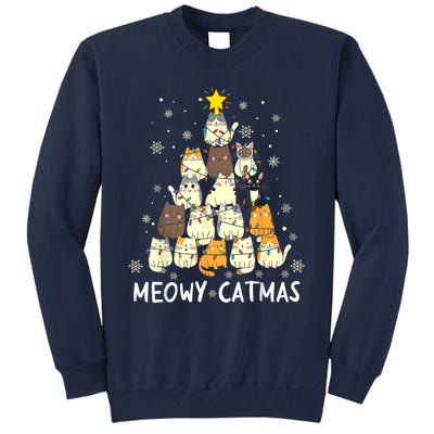 Meowy Catmas Cat Christmas Tree Xmas Tall Sweatshirt