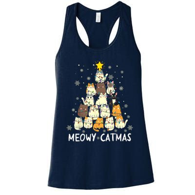 Meowy Catmas Cat Christmas Tree Xmas Women's Racerback Tank