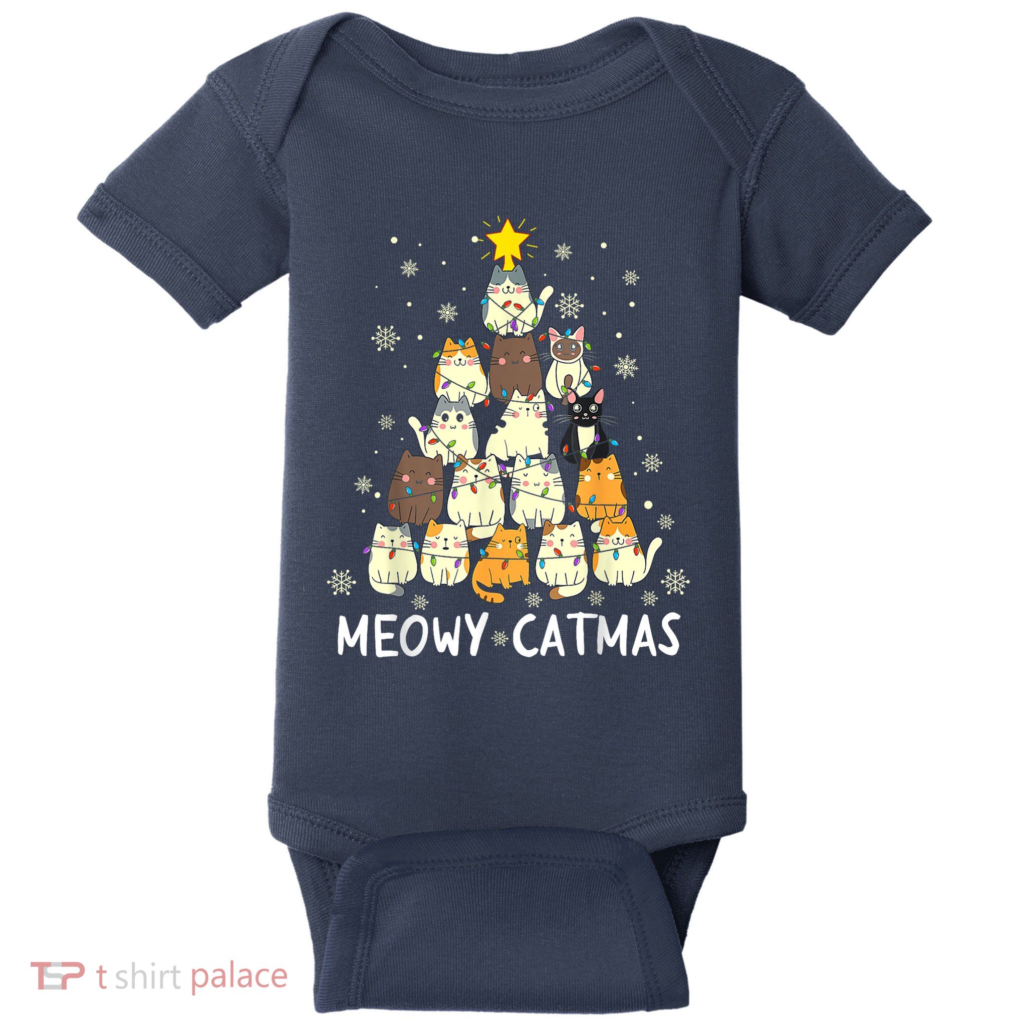 Meowy Catmas Cat Christmas Tree Xmas Baby Bodysuit