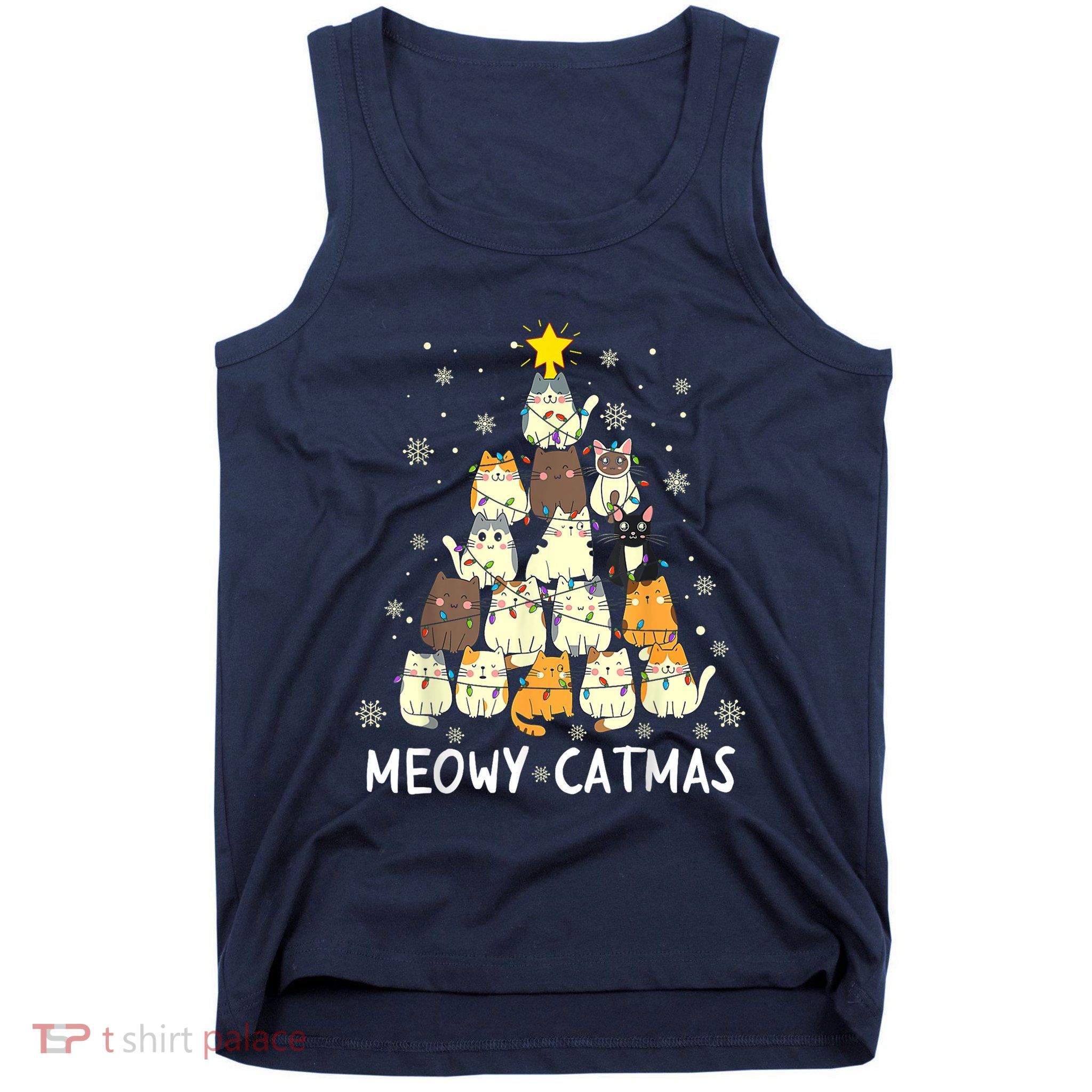 Meowy Catmas Cat Christmas Tree Xmas Tank Top