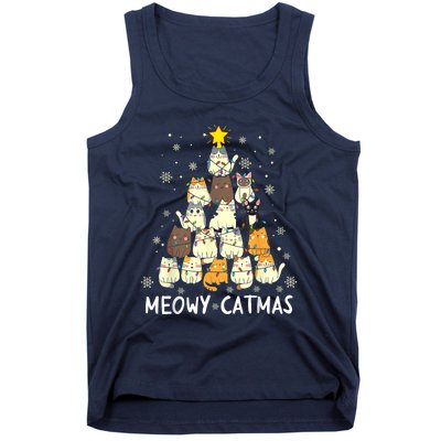 Meowy Catmas Cat Christmas Tree Xmas Tank Top