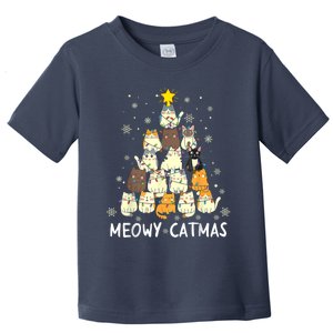 Meowy Catmas Cat Christmas Tree Xmas Toddler T-Shirt