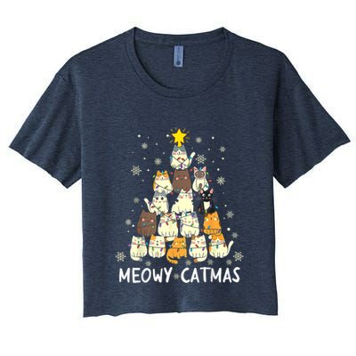 Meowy Catmas Cat Christmas Tree Xmas Crop Top