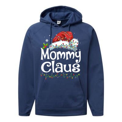 Mommy Claus Christmas Family Group Matching Pjs Xmas Light Gift Performance Fleece Hoodie