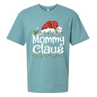 Mommy Claus Christmas Family Group Matching Pjs Xmas Light Gift Sueded Cloud Jersey T-Shirt