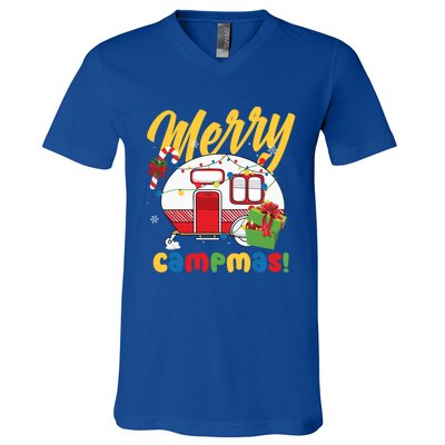 Merry Campmas Christmas Camper Camping Lover Gift V-Neck T-Shirt