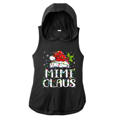 Mimi Claus  Christmas Lights Pajama Family Matching Ladies PosiCharge Tri-Blend Wicking Draft Hoodie Tank