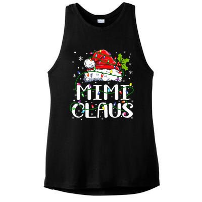 Mimi Claus  Christmas Lights Pajama Family Matching Ladies PosiCharge Tri-Blend Wicking Tank