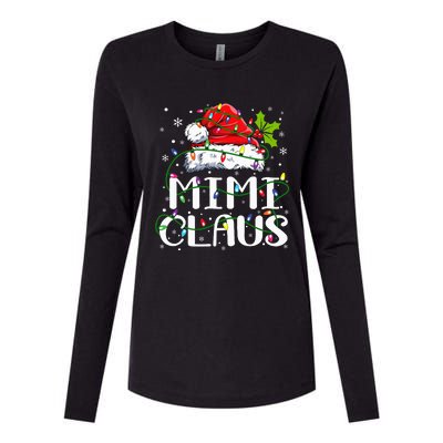 Mimi Claus  Christmas Lights Pajama Family Matching Womens Cotton Relaxed Long Sleeve T-Shirt