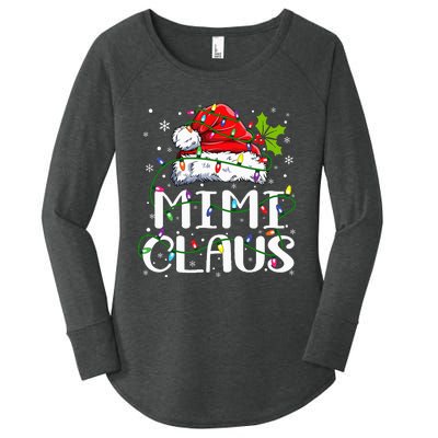 Mimi Claus  Christmas Lights Pajama Family Matching Women's Perfect Tri Tunic Long Sleeve Shirt