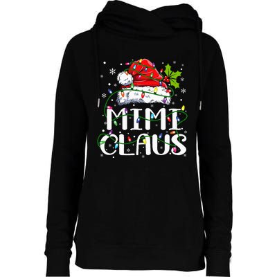 Mimi Claus  Christmas Lights Pajama Family Matching Womens Funnel Neck Pullover Hood