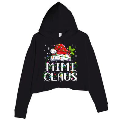 Mimi Claus  Christmas Lights Pajama Family Matching Crop Fleece Hoodie