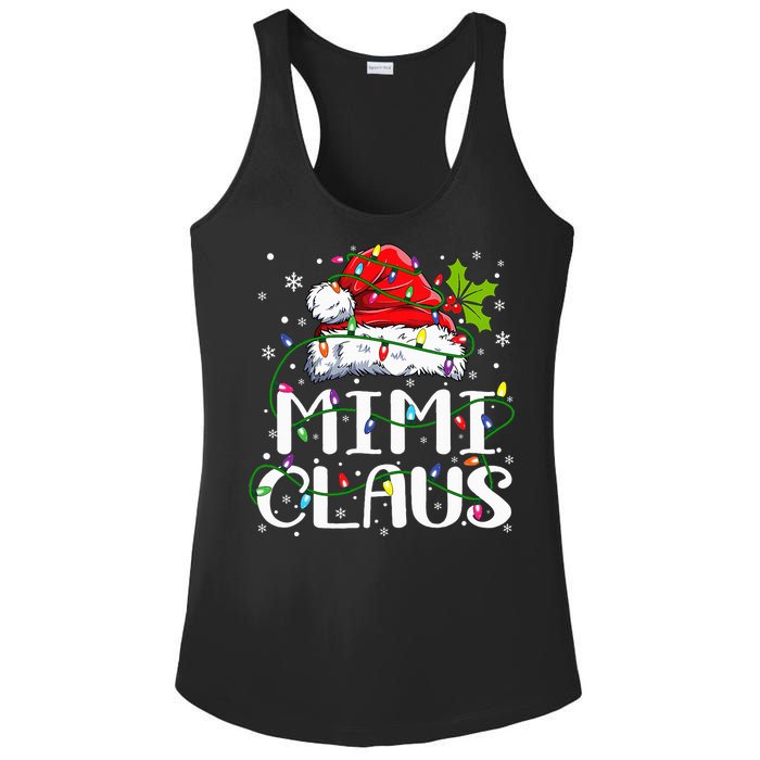 Mimi Claus  Christmas Lights Pajama Family Matching Ladies PosiCharge Competitor Racerback Tank