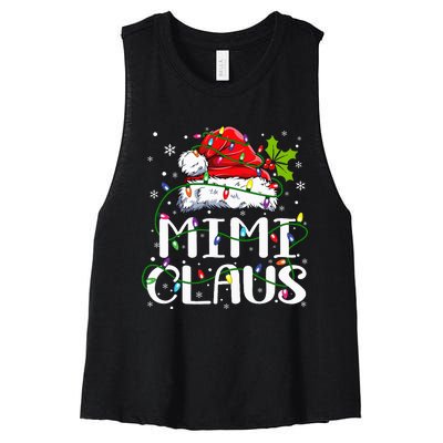 Mimi Claus  Christmas Lights Pajama Family Matching Women's Racerback Cropped Tank