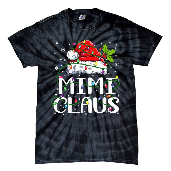 Mimi Claus  Christmas Lights Pajama Family Matching Tie-Dye T-Shirt