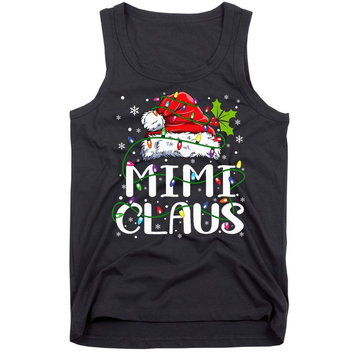 Mimi Claus  Christmas Lights Pajama Family Matching Tank Top