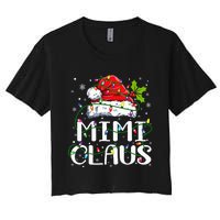 Mimi Claus  Christmas Lights Pajama Family Matching Women's Crop Top Tee