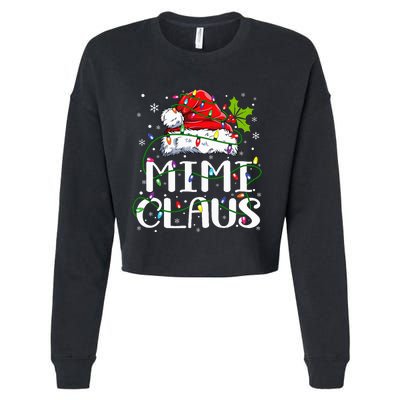 Mimi Claus  Christmas Lights Pajama Family Matching Cropped Pullover Crew