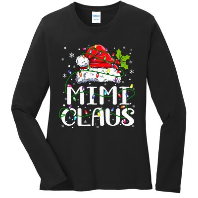 Mimi Claus  Christmas Lights Pajama Family Matching Ladies Long Sleeve Shirt