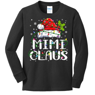 Mimi Claus  Christmas Lights Pajama Family Matching Kids Long Sleeve Shirt