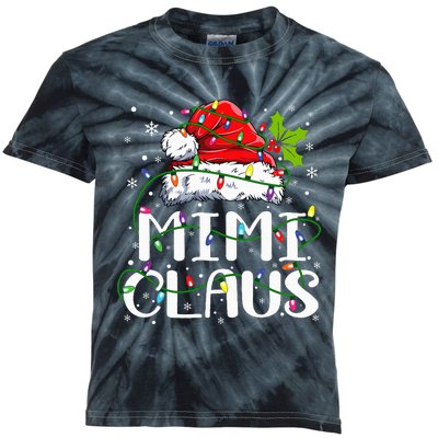 Mimi Claus  Christmas Lights Pajama Family Matching Kids Tie-Dye T-Shirt