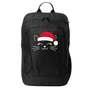 Meowy Christmas Cute Cat Face Simple Santa Cat Christmas City Backpack