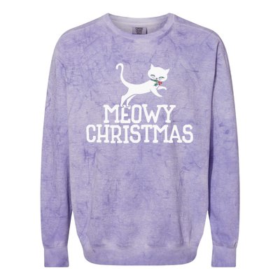 Meowy Christmas Cat Cute Meaningful Gift Colorblast Crewneck Sweatshirt