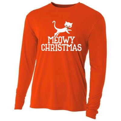 Meowy Christmas Cat Cute Meaningful Gift Cooling Performance Long Sleeve Crew