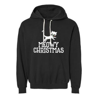 Meowy Christmas Cat Cute Meaningful Gift Garment-Dyed Fleece Hoodie