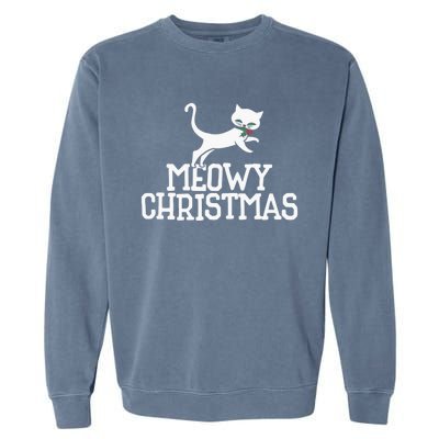 Meowy Christmas Cat Cute Meaningful Gift Garment-Dyed Sweatshirt