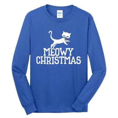 Meowy Christmas Cat Cute Meaningful Gift Tall Long Sleeve T-Shirt