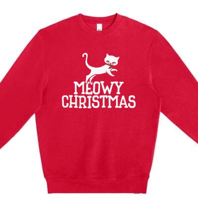 Meowy Christmas Cat Cute Meaningful Gift Premium Crewneck Sweatshirt